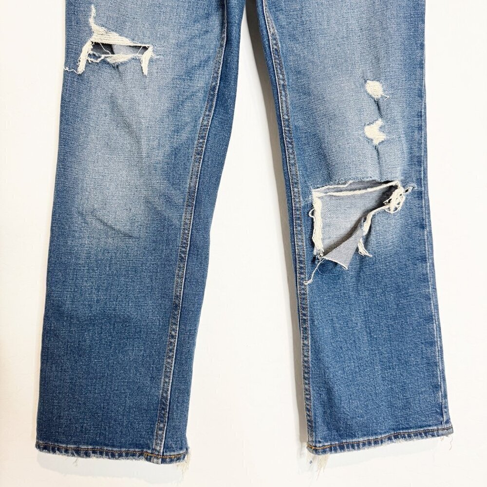 Abercrombie Ankle Straight Jeans 27 Short Blue Distressed 90s Streetwear Grunge - Picture 3 of 6